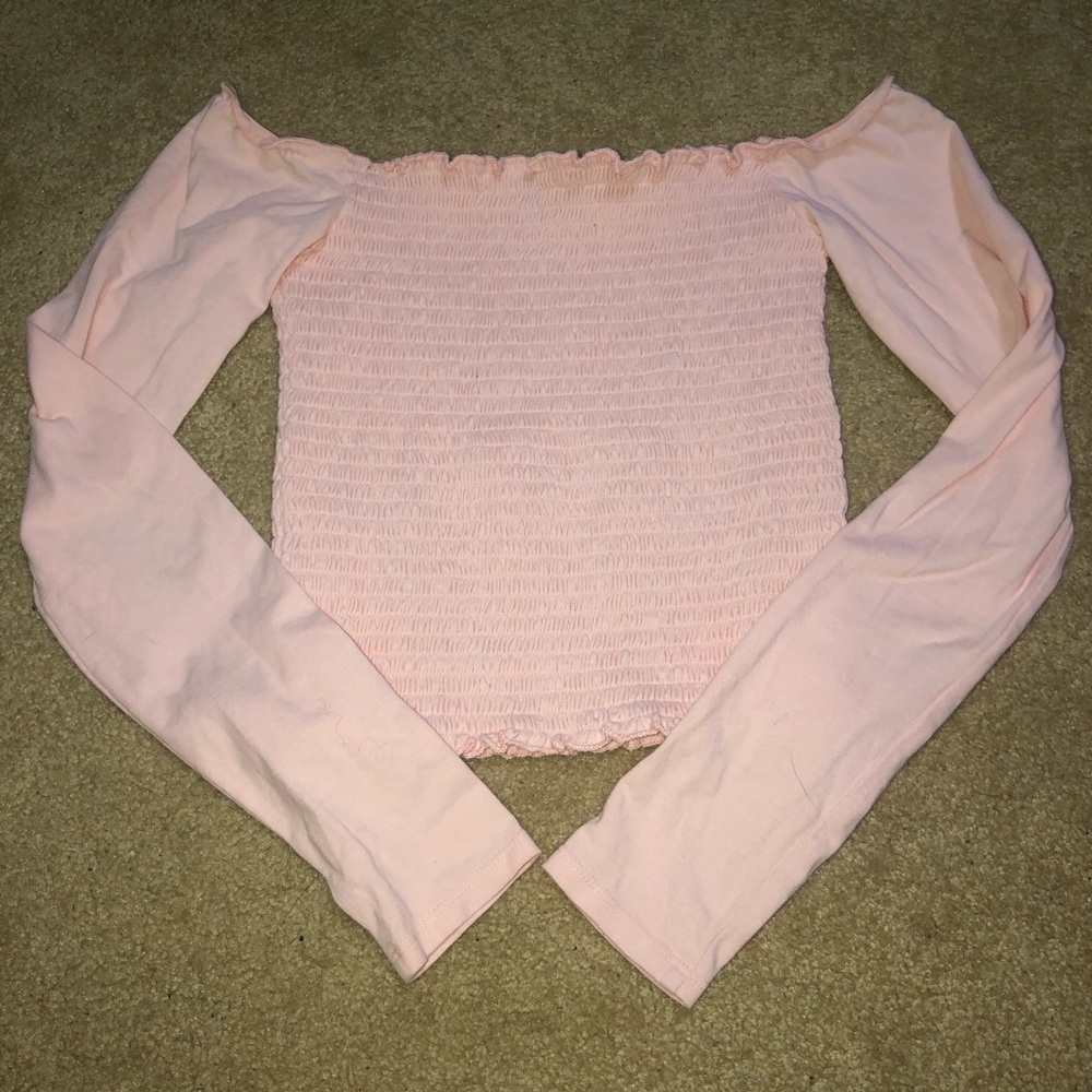 Hollister pink crop long sleeve top